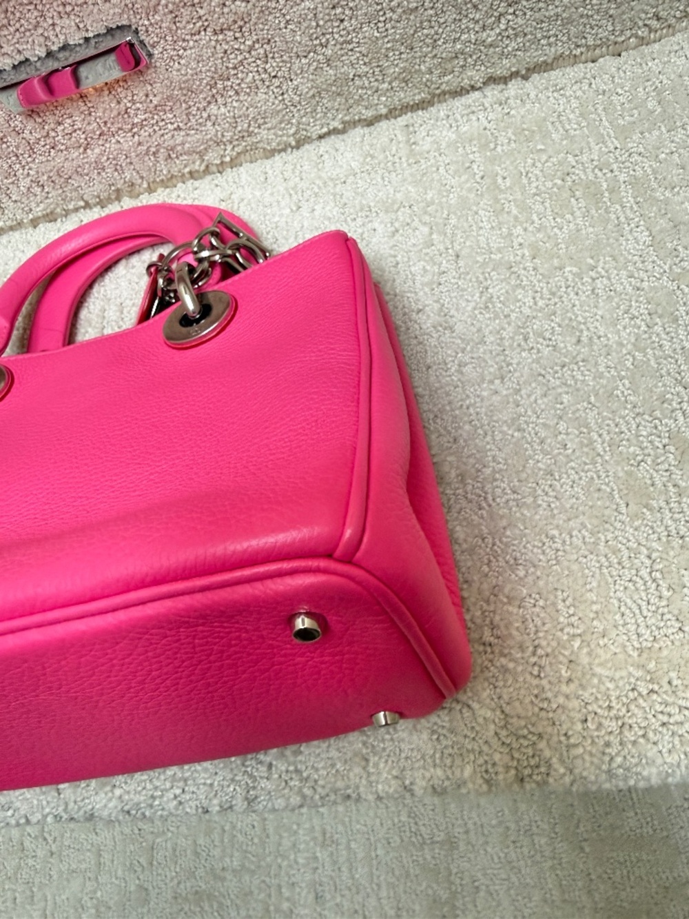 Christian Dior Calfskin Small Diorissimo Tote Fuchsia - Picture 10 of 12